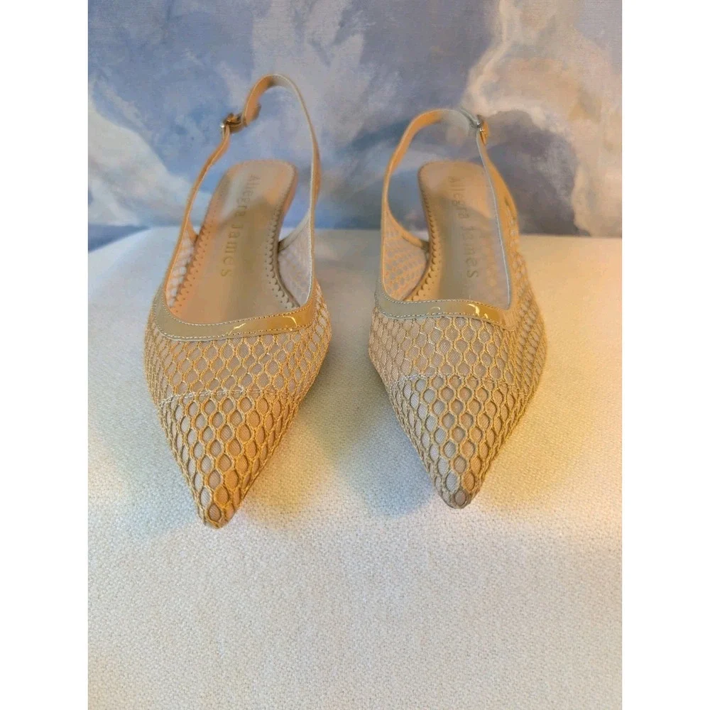 NEW! Allegra James 9.5-10 Patent Leather And Mesh 'Jacqui' Kitten Heels $215